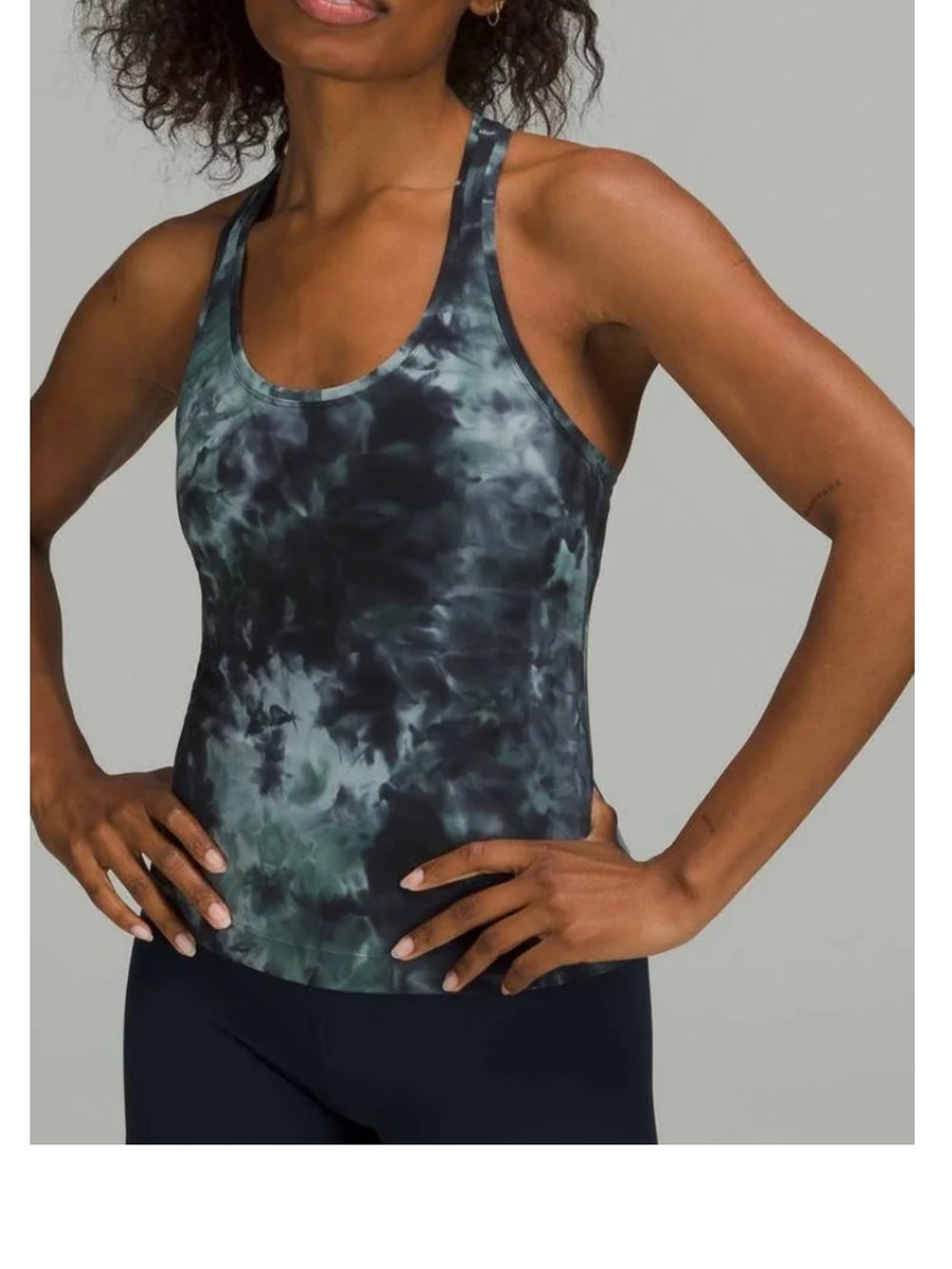 Lululemon Cool RB Short Tank.  Sliver Blue Tidewater Teal & Graphite GREY.  SZ 8